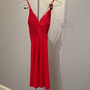 Elegant Red Lace Dress